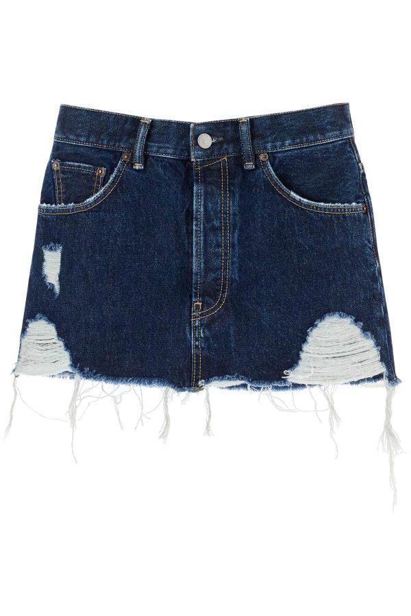 Acne Studios Destroyed Denim Mini Skirt Online Hot Sale