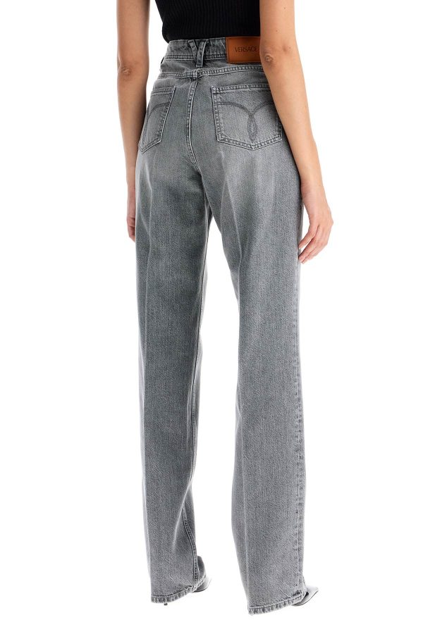 Versace Straight Jeans With Medusa Details Online